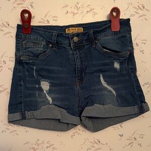 Wax Jean Distressed Blue Jean Shorts